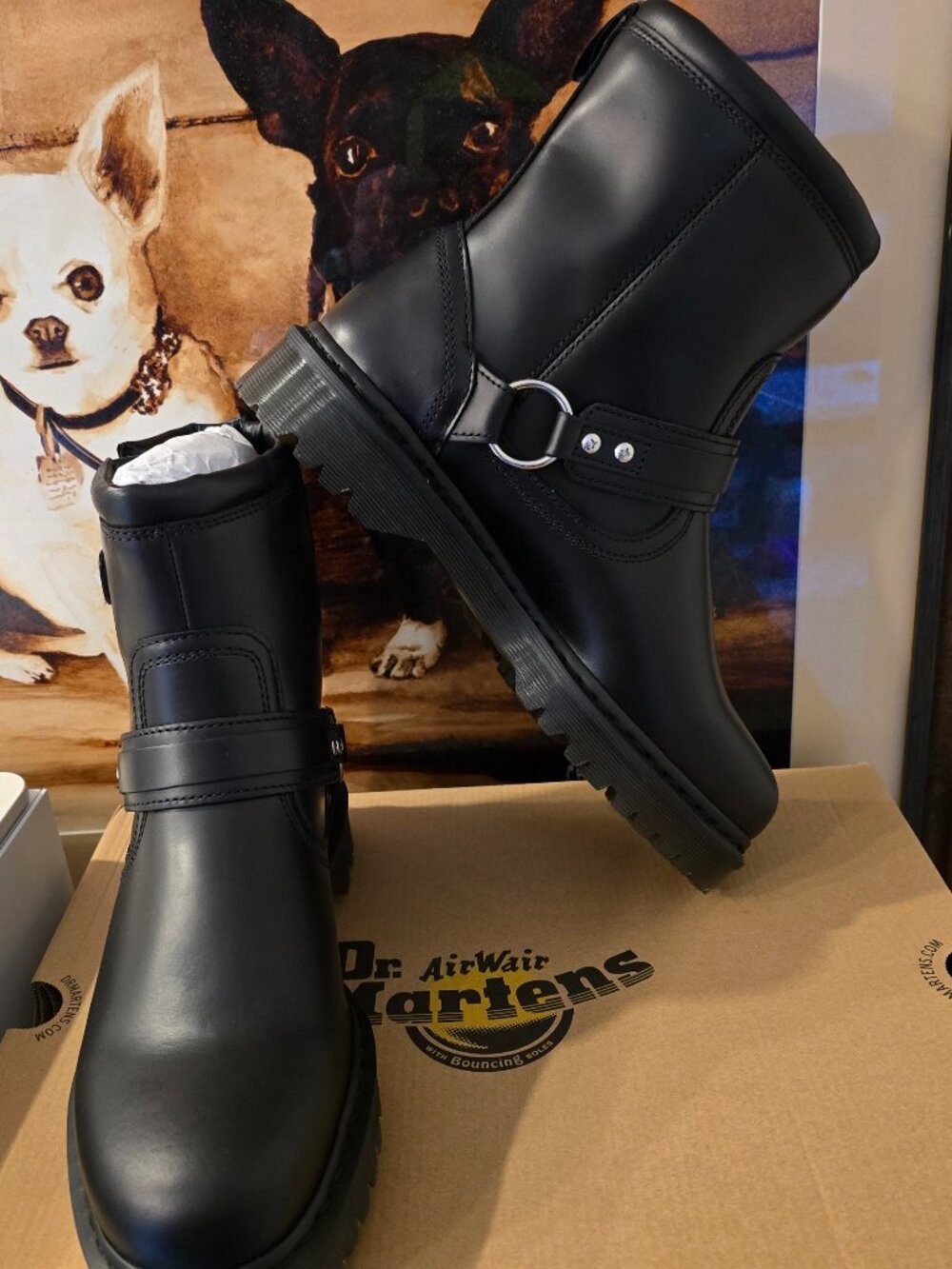 Dr. Martens Anistone Harness Orleans Leather Biker Boots Men's Size 12 US NEW